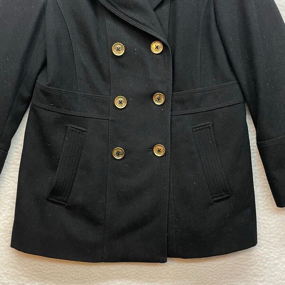 Michael Kors Coat Womens 14 Black Pea Coat Wool Double Breasted Preppy Outdoors - Picture 5 of 11